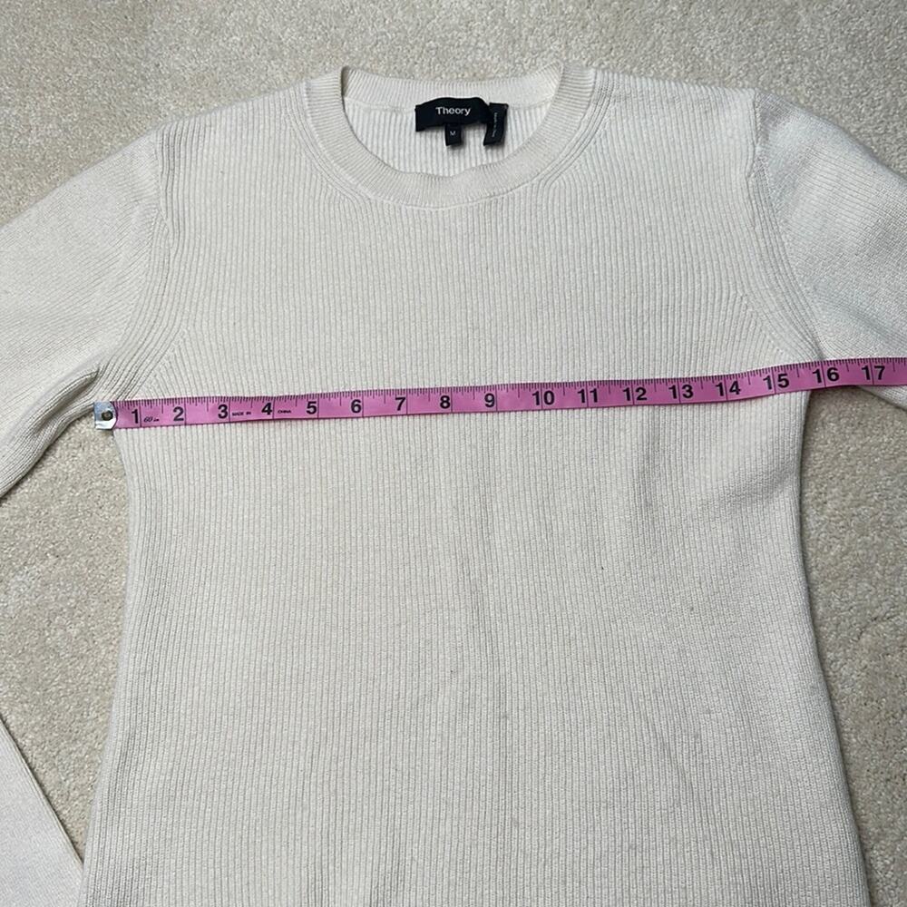 Theory: Cream Ribbed Sweater - Picture 3 of 5